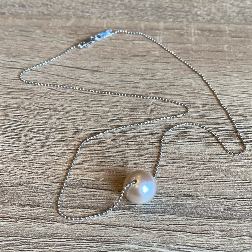 GENUINE 925 Sterling Silver South Sea Freshwater Pearl Pendant Necklace - Picture 8 of 10